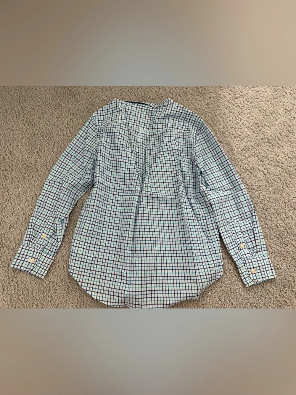 Ralph Lauren Blue and Green Checkered Boys Button-Down Shirt